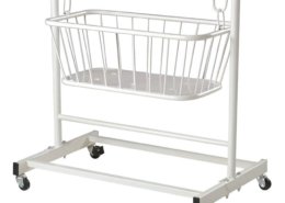 BABY BED Stainless steel baby bed with side rails and mattress for hospital use
