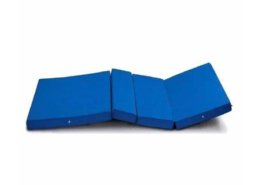 Foldable Hospital Bed by Dhruvan Medxpert Foldable hospital bed with blue mattress by Dhruvan Medxpert for patient care
