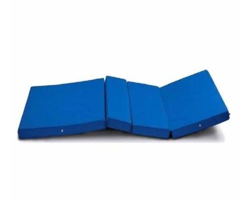 Foldable Hospital Bed by Dhruvan Medxpert Foldable hospital bed with blue mattress by Dhruvan Medxpert for patient care