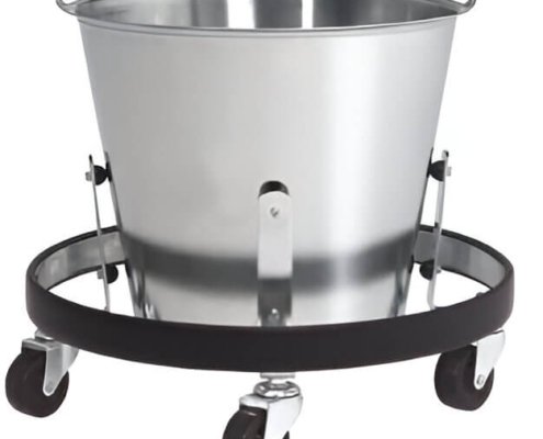 Kick bucket Stainless steel kick bucket with durable stand and wheels for hospital use