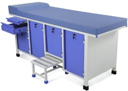 Examination Table with Storage Examination table with cushioned top and built-in storage cabinets