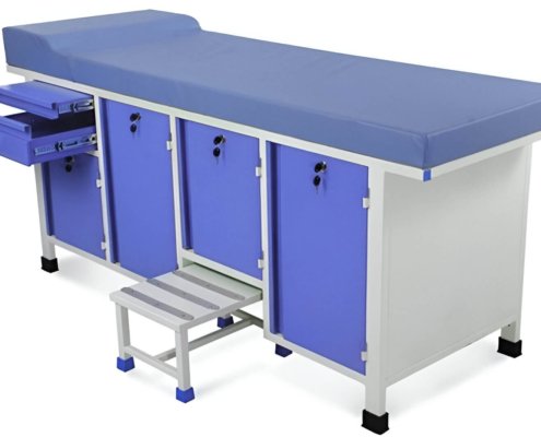 Examination Table with Storage Examination table with cushioned top and built-in storage cabinets